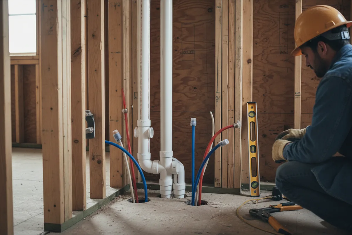Drain and supply rough-in during Sump Pump Repair in Albany